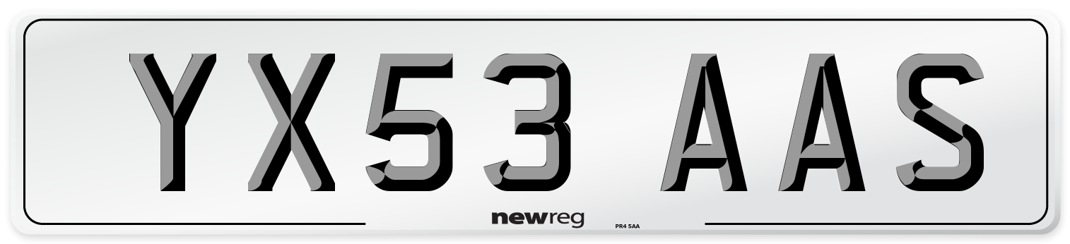 YX53 AAS Number Plate from New Reg